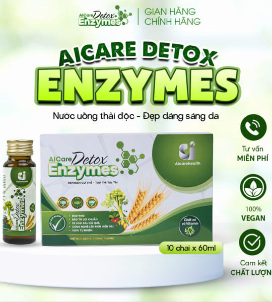 Aicare Detox Enzymes – Hỗ trợ Thải Độc, Tiêu Hóa, Kiểm Soát Cân Nặng (chai 60ml)